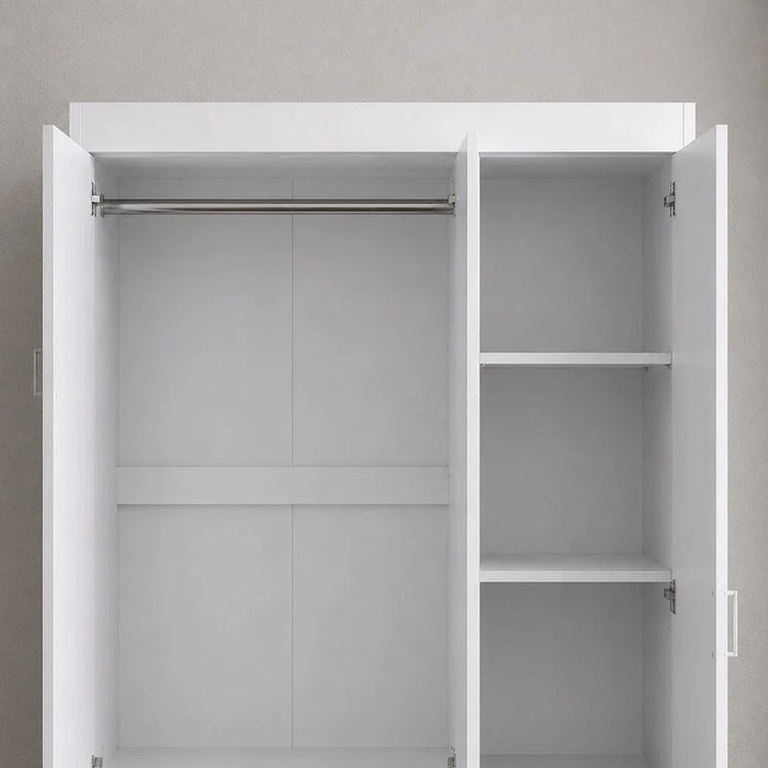 Selva 3 Door + 2 Drawer Wardrobe For Hanging Clothes Extra Sturdy Rack Storage Organiser Modern Design Space Saving Cabinets For Bedroom L 120 x W 42 x H 181 cm White