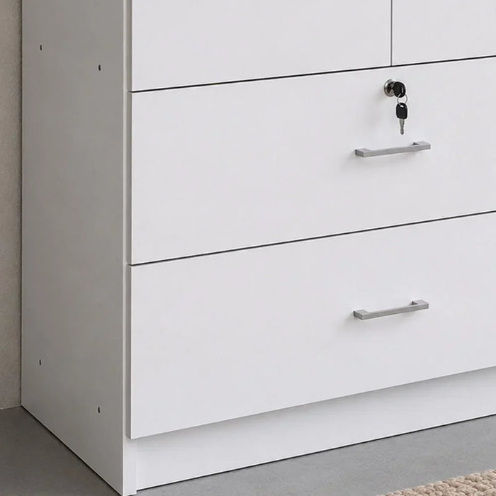 Selva 3 Door + 2 Drawer Wardrobe For Hanging Clothes Extra Sturdy Rack Storage Organiser Modern Design Space Saving Cabinets For Bedroom L 120 x W 42 x H 181 cm White