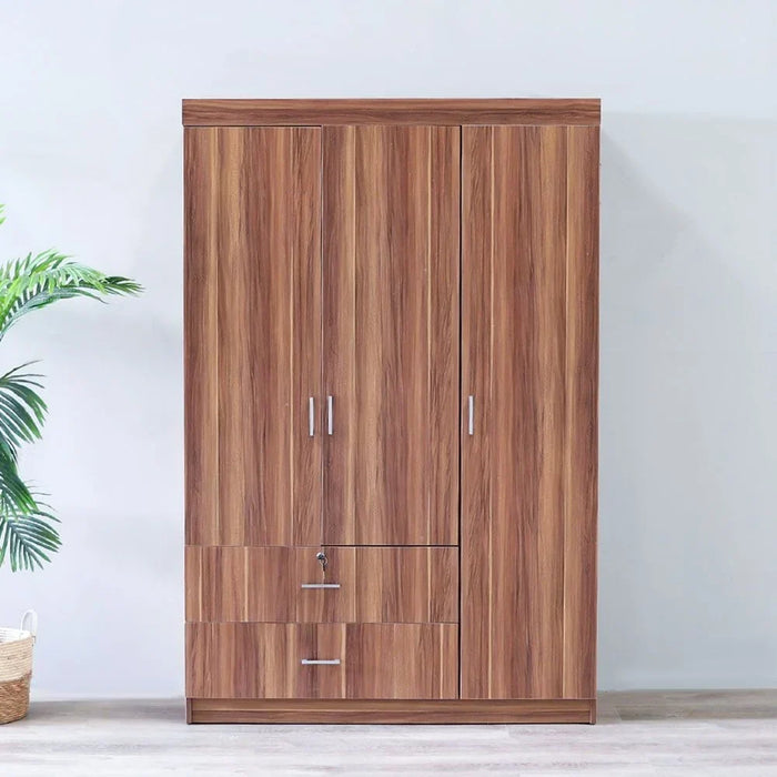 Selva 3 Door + 2 Drawer Wardrobe For Hanging Clothes| Extra Sturdy Rack, Storage Organiser| Modern Design Space Saving Cabinets For Bedroom L 120 x W 42 x H 181 cm - Cherry