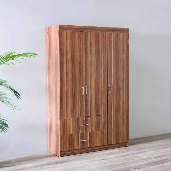 Selva 3 Door + 2 Drawer Wardrobe For Hanging Clothes| Extra Sturdy Rack, Storage Organiser| Modern Design Space Saving Cabinets For Bedroom L 120 x W 42 x H 181 cm - Cherry