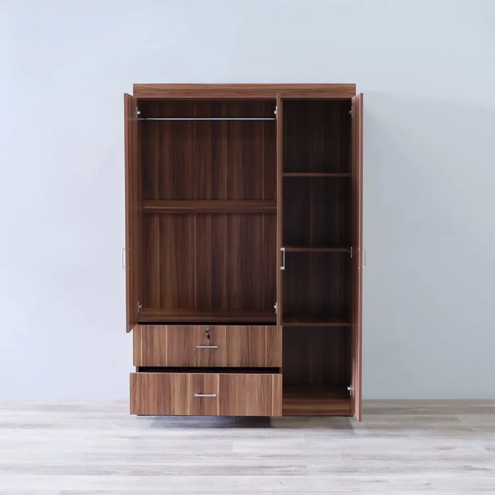 Selva 3 Door + 2 Drawer Wardrobe For Hanging Clothes| Extra Sturdy Rack, Storage Organiser| Modern Design Space Saving Cabinets For Bedroom L 120 x W 42 x H 181 cm - Cherry