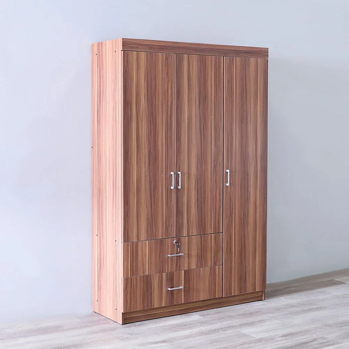 Selva 3 Door + 2 Drawer Wardrobe For Hanging Clothes| Extra Sturdy Rack, Storage Organiser| Modern Design Space Saving Cabinets For Bedroom L 120 x W 42 x H 181 cm - Cherry