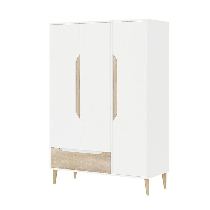 Aurora 3-Door Wardrobe With Drawer - White/Natural