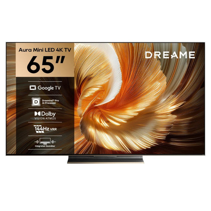 Dreame 65 Inch Aura S100 Mini LED 4K Google TV | QLED | Dreamind Pro AI Processor | 144Hz | Integrated Sound Bar - Dolby Atmos EROS