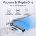 Vacuum and mop device with text highlighting features on a white background