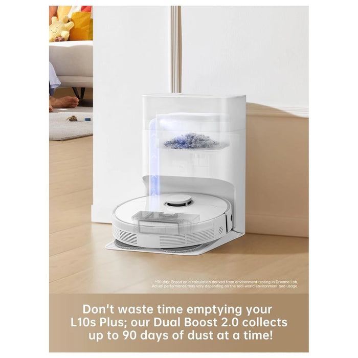 DREAME L10s Plus Self-Empty Robot Vacuum and Mop Combo| Hands-Free up to 90-Days of Dust| 7000Pa Suction| Duo Scrub Mopping| 7mm Auto Lifting Mop| Auto-Empty Ideal for Pet Hair| Hard Floor and Carpet