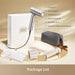 Hair styling tool with packaging and accessories on a beige background