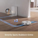 Robotic vacuum cleaner on a wooden floor with cleaning path and text 'Smartly Spots Stubborn Grime'.