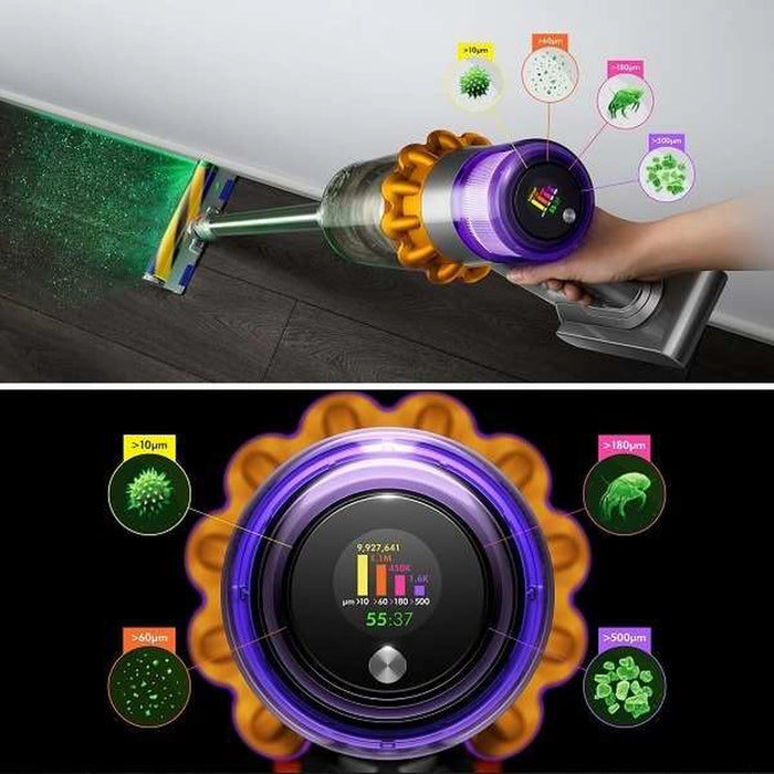 Dyson V15 Detect Absolute | Cordless Vacuum Cleaner | Powerful Suction | Microscopic Dust Detection | Auto-Adjusting Power | Deep Clean | Hair Removal | Illuminated Head | 3 Power Modes | V15DTABS