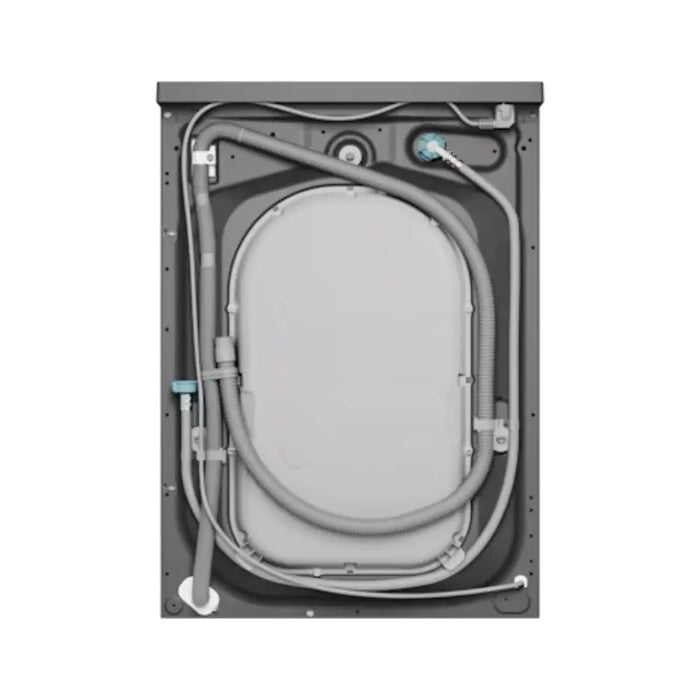 Washing machine drum with internal components on a white background