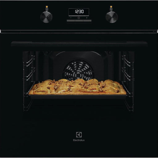 Electrolux 60cm Premium Built - In Oven with Digital Display | 65L XL Oven Capacity with Fan | Aqua Cleaning | Child Lock | Functions Includes Baking - Grilling - Defrost - Cooling Fan | KOH3H00BK EROS