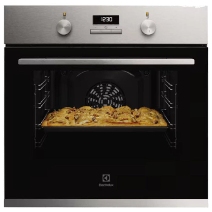 Electrolux 60cm Premium Built-In Oven with Digital Display | 65L XL Oven Capacity with Fan | Child Lock | Functions Includes Baking - Grilling - Defrost - Cooling Fan | KOH3H00BX