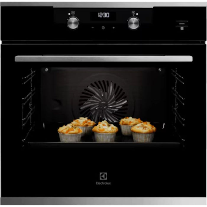 Electrolux 60cm Premium Built-In Oven with Fan | 71L XL Oven Capacity | Self Cleaning & Steam Baking | Child Lock | Baking - Grilling & Toasting | Cooling Fan | LED Display | KODEC60X