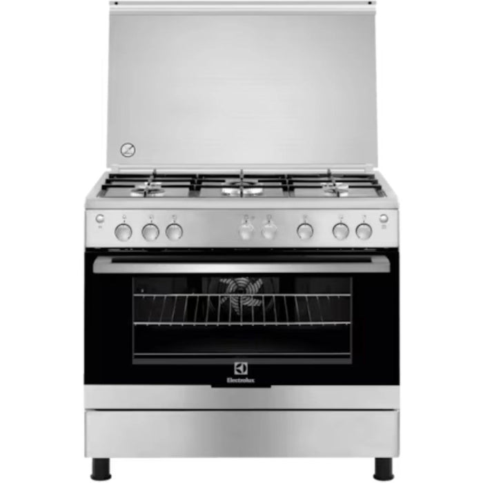 Electrolux 90x60cm Freestanding Cooker | Gas Cooking Range with 5 Burners & Electric Oven with XXL Fan | Catalytic Coating for Easy Cleaning | One Hand Automatic Ignition | EKK925A0OX