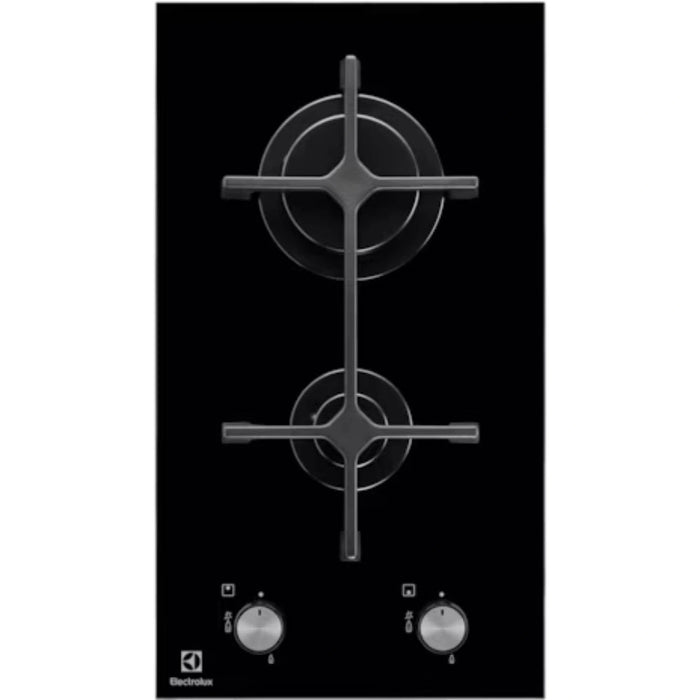 Electrolux Gas Hob 30Cm | Ceramic Gas | Cast Iron Pan Support | Rotary Knob Controls | Black | EGC3322NOK