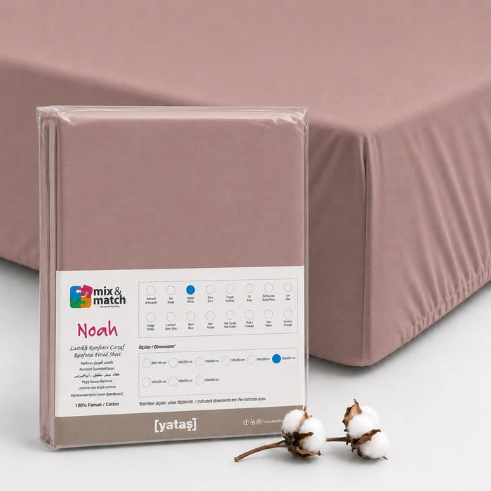 Noah Exp Fitted Sheet - Dusty Rose, 160x200 Enza Home