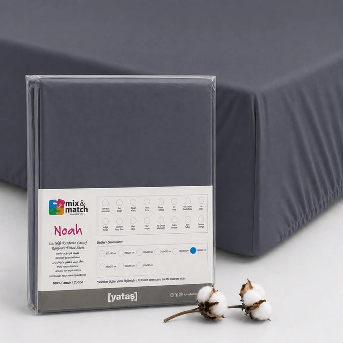 Noah Exp Fitted Sheet - Anthracite, 160x200 Enza Home