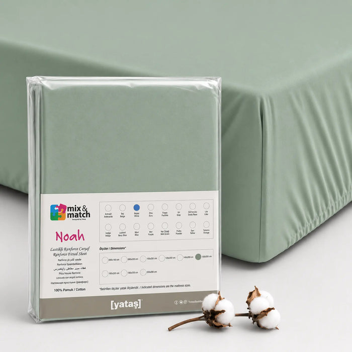 Noah Exp Fitted Sheet - Nile Green, 90x190 Enza Home
