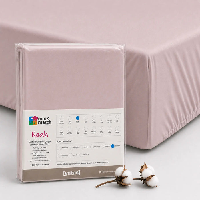 Noah Exp Fitted Sheet - Powder Pink, 200x200 Enza Home
