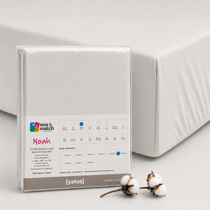 Noah Exp Fitted Sheet - Beige, 160x200 Enza Home