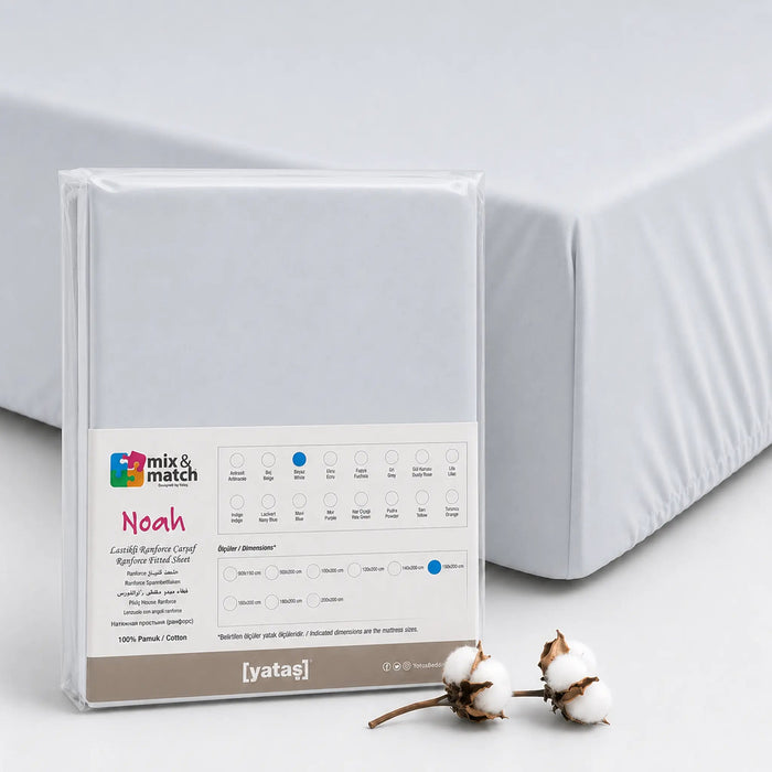 Noah Exp Fitted Sheet - Grey, 160x200 Enza Home