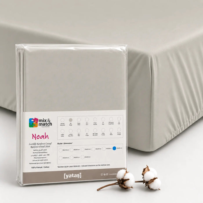 Noah Exp Fitted Sheet - Ecru, 120x200 Enza Home