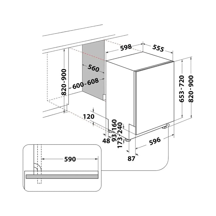 Ariston Built-In 60cm Fully Integrated Dishwasher | 14 Place Setting & 7 Programs | 3 Racks | Inverter Motor with Fast Wash and 3D Zone Wash | Silent Dishwasher | Made in Poland | LIC3C26WF