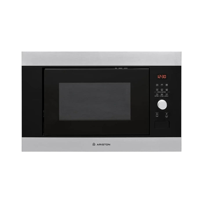 Ariston Built In 25L Microwave Oven With Grill | Inverter | LCD Display | Defrost Reheat and Grilling | Stainless Steel | Auto Programs | Child Lock | Round Grill Grid | 900W | 1000W Grill | Inox | MF25GUKIXA