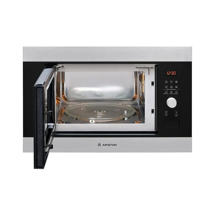 Ariston Built In 25L Microwave Oven With Grill | Inverter | LCD Display | Defrost Reheat and Grilling | Stainless Steel | Auto Programs | Child Lock | Round Grill Grid | 900W | 1000W Grill | Inox | MF25GUKIXA