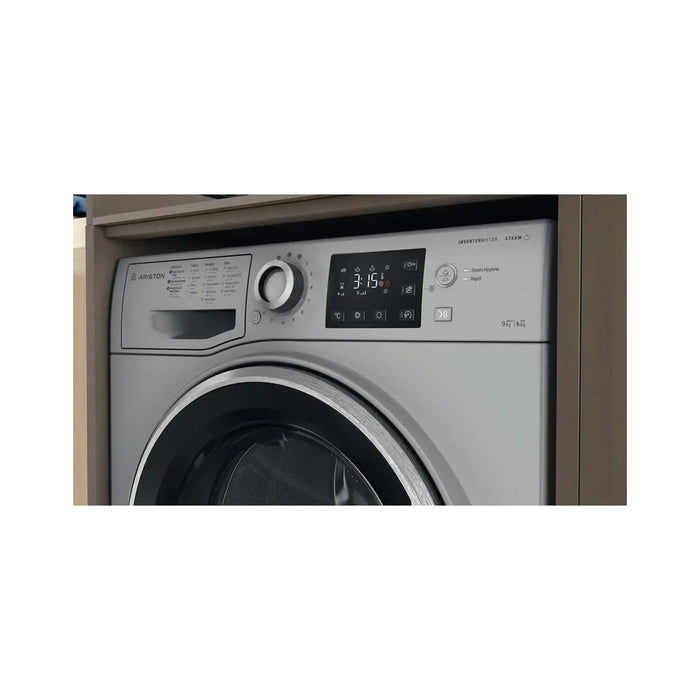 Ariston Washer Dryer 8kg Wash 5kg Dry | 1400 RPM Inverter Motor | Front Load Fully Automatic | Steam Hygiene | Grey | ARWD085142DMME
