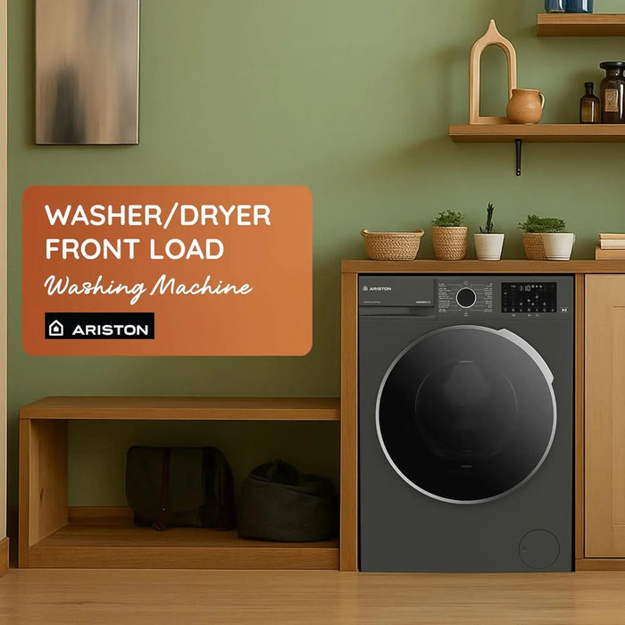 Ariston  Freestanding Washer Dryer | 10 kg Wash 7 kg Dry | 1400 RPM | Inverter Motor | Heat Pump Drying | WiFi Connected | Manhattan Grey | ARWD107143DMME