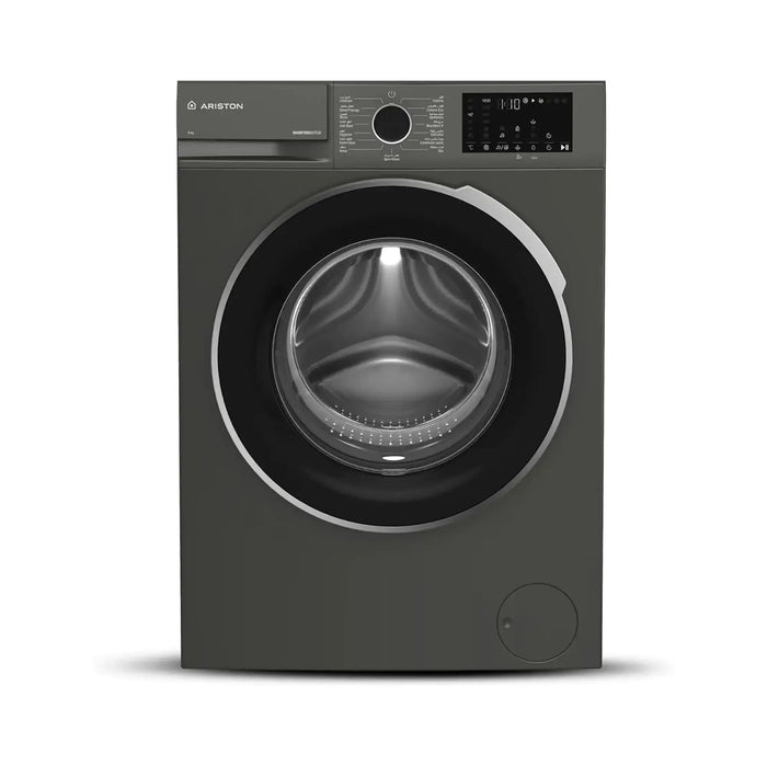 Ariston 8KG Front Load Washing Machine | 1200RPM | Steam Therapy | ProSmart Inverter Motor | Mini 14 Quick Wash | Gray | ARWF08122SMME