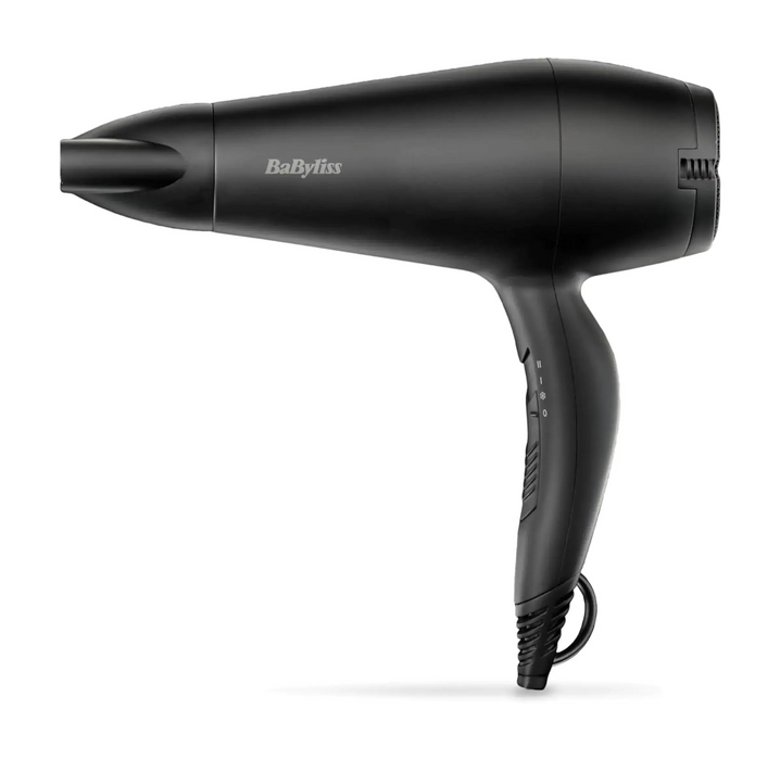BaByliss D215DSDE Hair Dryer | 2000W Powerful Motor | Ionic Technology | 2 Heat/Speed Settings | Lightweight Compact Design | Black | D215DSDE