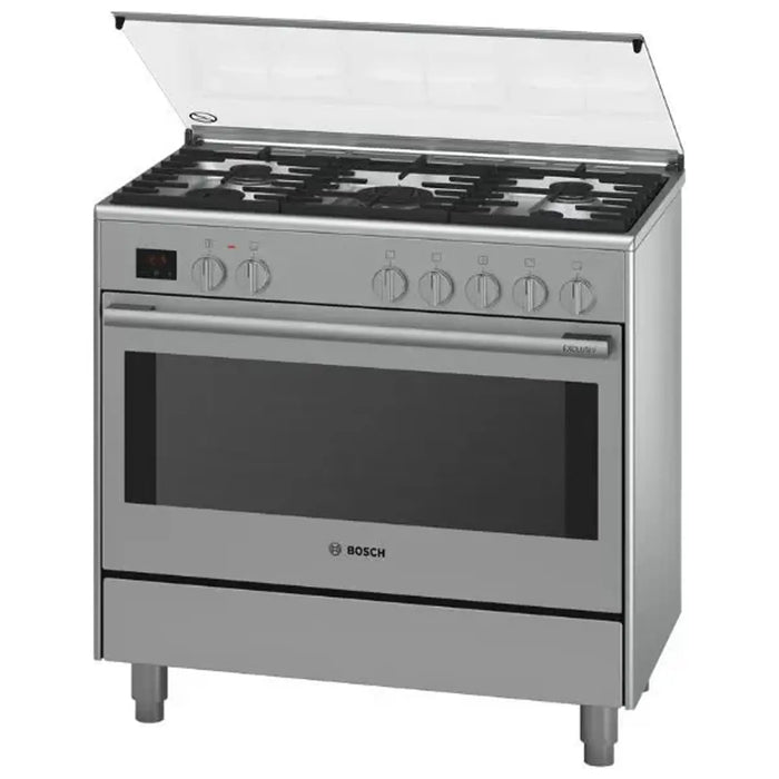 BOSCH 90cm Gas Hob Electric Oven | Cast Iron | Full Safety | Extra Large Capacity | Rotary Spit | HSB738357M