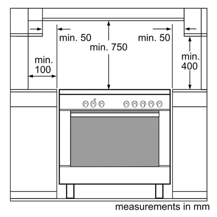 BOSCH 90cm Gas Hob Electric Oven | Cast Iron | Full Safety | Extra Large Capacity | Rotary Spit | HSB738357M