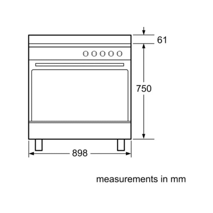 BOSCH FS Ceramic Cooker 90 cm Full electric Stainless Steel Electric Oven 8 heating modes Electronic display Flap door 5 High Speed cooking zones