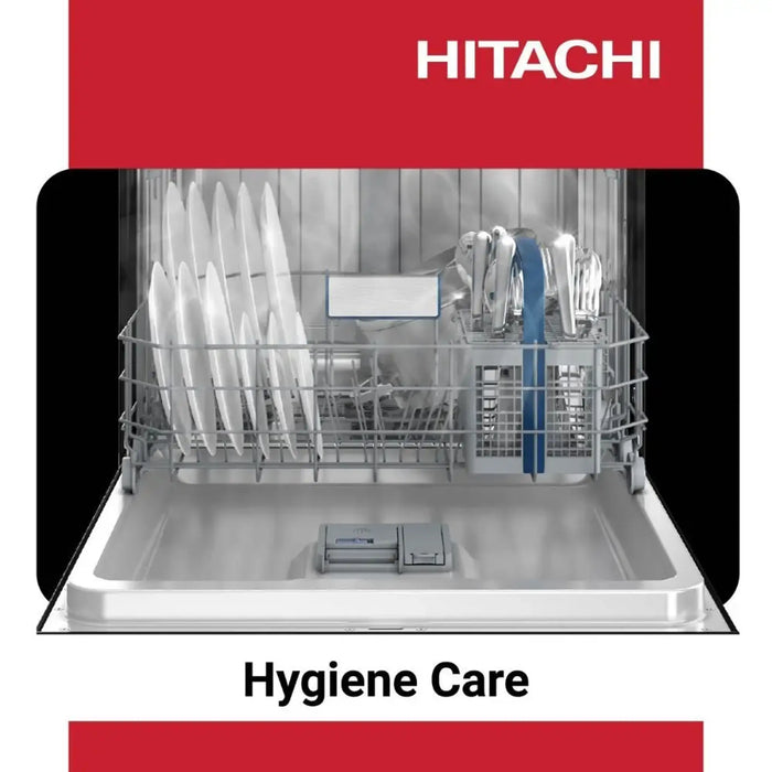 Hitachi Dishwasher | 14 Place Settings | 6 Programs | Auto, Intensive, Eco | Silent Dishwasher | Overflow Safety | Inox | HDF-F146VS