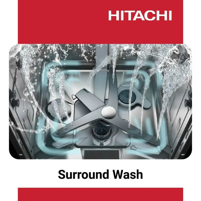 Hitachi Dishwasher | 14 Place Settings | 6 Programs | Auto, Intensive, Eco | Silent Dishwasher | Overflow Safety | Inox | HDF-F146VS