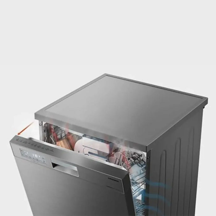 Hitachi Dishwasher | Freestanding | 15 Place Settings | 8 Programs | Auto, Intensive, Eco, Glass Care | Inverter Motor, Turbo Wash | Silent | Overflow Safety | Made in Turkey | Inox | HDF-F158CVX