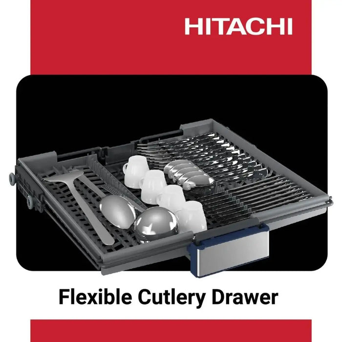 Hitachi Dishwasher | Freestanding | 15 Place Settings | 8 Programs | Auto, Intensive, Eco, Glass Care | Inverter Motor, Turbo Wash | Silent | Overflow Safety | Made in Turkey | Inox | HDF-F158CVX