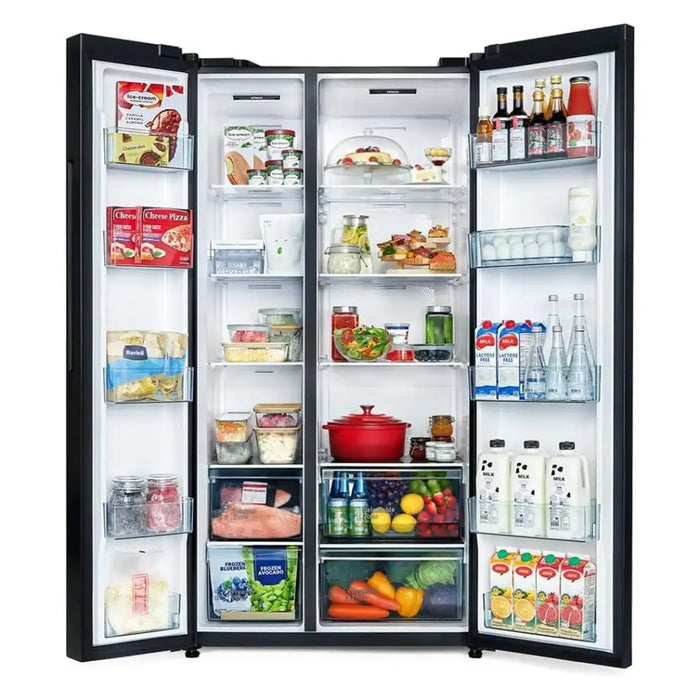 Hitachi Skyline Side-by-Side Refrigerator 656L | Inverter Compressor | Dual Surround Cooling | Selectable Zone Soft Freeze (-2¡C) | Triple Power Filter | Quick Cool & Freeze | Glass Black | HRSN9713ESGBKAE