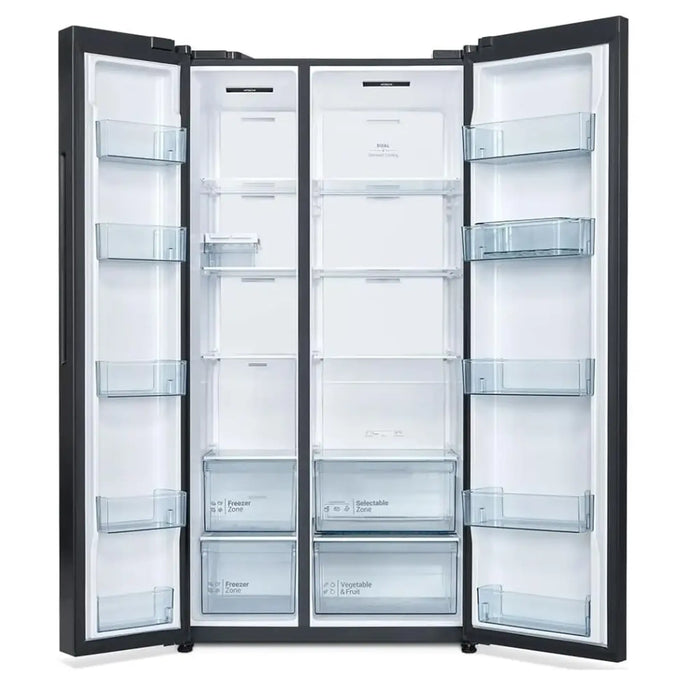 Hitachi Skyline Side-by-Side Refrigerator 656L | Inverter Compressor | Dual Surround Cooling | Selectable Zone Soft Freeze (-2¡C) | Triple Power Filter | Quick Cool & Freeze | Glass Silver | HRSN9713ESGSAE
