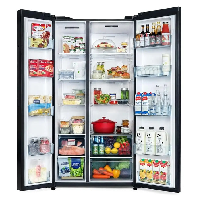 Hitachi Skyline Side-by-Side Refrigerator 656L | Inverter Compressor | Dual Surround Cooling | Selectable Zone Soft Freeze (-2¡C) | Triple Power Filter | Quick Cool & Freeze | Glass Silver | HRSN9713ESGSAE