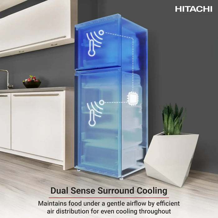 Hitachi Top Freezer Refrigerator | 500L Gross 344L Net | Dual Sense Surround Cooling | Inverter Compressor | No Frost | Elegant Inox | HRTN6379SXAE