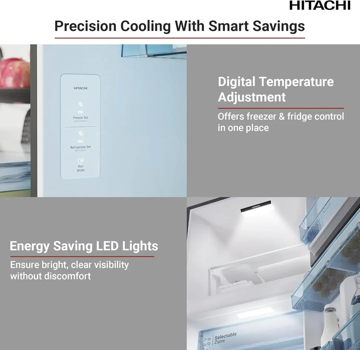 Hitachi Top Freezer Refrigerator | 500L Gross 344L Net | Dual Sense Surround Cooling | Inverter Compressor | No Frost | Elegant Inox | HRTN6379SXAE
