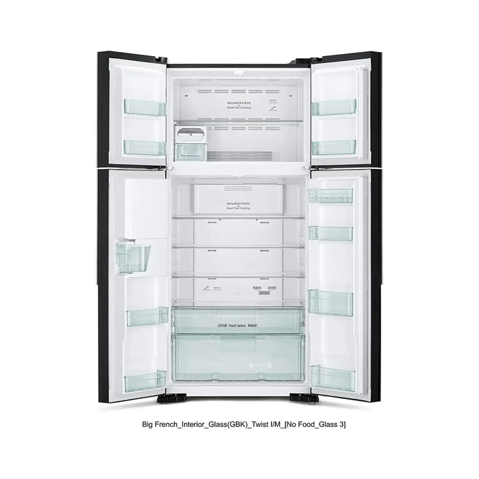 Hitachi 760L French Door Refrigerator RW760 Series | 760L Gross Capacity | Inverter Compressor | Dual Fan Cooling | No Frost | Glass Black | RW760PUK74GBK