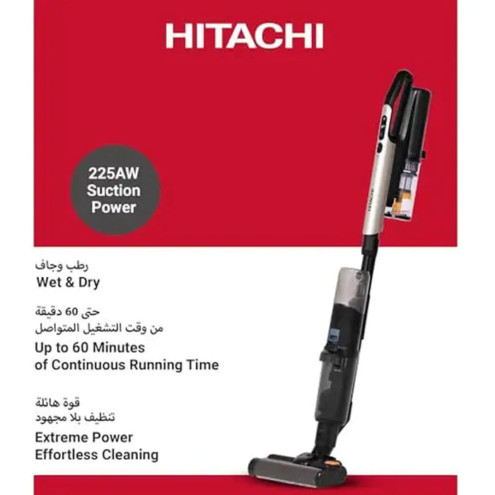 Hitachi Cordless Stick Vacuum Cleaner PV-XHW4PLCGGSA | 225AW Suction Power | Wet & Dry | Self-Cleaning Platform | Champagne Gold | PV-XHW4PLCGGSA