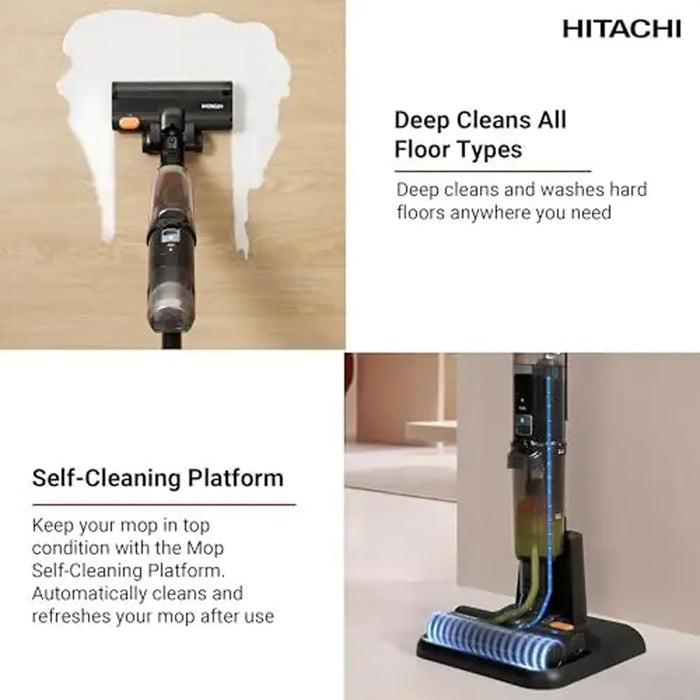 Hitachi Cordless Stick Vacuum Cleaner PV-XHW4PLCGGSA | 225AW Suction Power | Wet & Dry | Self-Cleaning Platform | Champagne Gold | PV-XHW4PLCGGSA