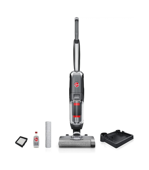Hoover Streamline Hardfloor Cleaner  | Wet & Dry Hard Floor Stick Vacuum Cleaner | 340W | 0.42L Clean Water Tank | Dual Tank Technology | Self-Cleaning System | LCD Display | Black/Grey | CDHF-SLME