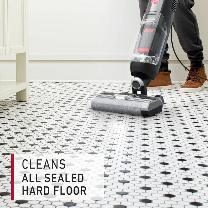 Hoover Streamline Hardfloor Cleaner  | Wet & Dry Hard Floor Stick Vacuum Cleaner | 340W | 0.42L Clean Water Tank | Dual Tank Technology | Self-Cleaning System | LCD Display | Black/Grey | CDHF-SLME